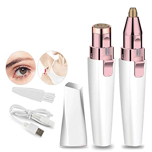 Aparador de sobrancelhas para remoção de pelos faciais para mulheres, 2 em 1 USB, recarregável, indolor, depilador de sobrancelhas com luzes de LED, removedor de pelos elétrico de sobrancelha para lábios, nariz, corpo e pelos faciais