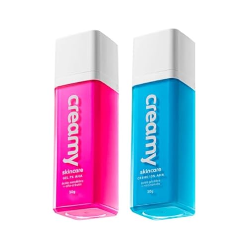 Kit Gel Clareador Antiacne Creamy Ácido Mandélico 30g + Ácido Glicólico 10% AHA