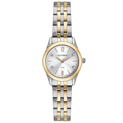 Relógio MONDAINE feminino analógico dourado prata 32587LPMVBE3