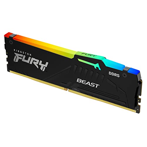 Kingston Technology Módulo único de memória para desktop Fury Beast RGB 16GB 5600MT/s DDR5 CL36 | Tecnologia de sincronização infravermelha | AMD Expo | Plug N Play | KF556C36BBEA-16