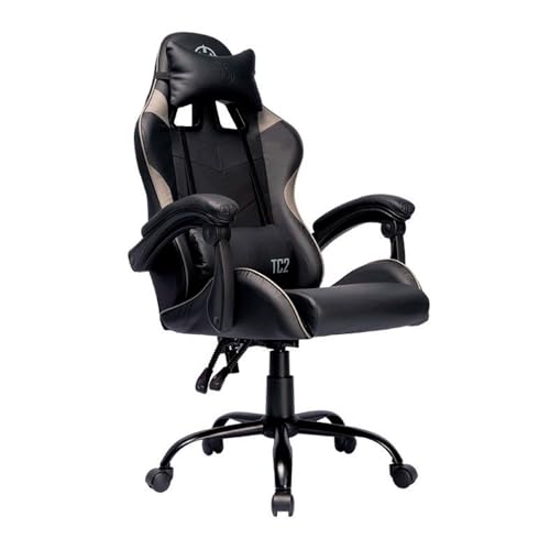 Cadeira Gamer TGT Heron TC2 | Espuma Moldada | Almofadas para Lombar e Pescoço | Suporta até 120kg | Ajuste de Inclinação | Braço Fixo | Preto | TGT-HRTC-BL03