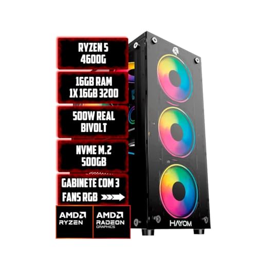 PC GAMER LIDER RYZEN 5 4600G, 16GB DDR4, NVME 512GB, AMD RADEON™ GRAPHICS VEGAS 7, GABINETE 3 FANS RGB