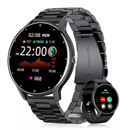 Smartwatch Relógio Inteligente Tela Full Touch 1.28" Resistente à Água IP67 com Faz e Recebe Ligações, Modos Esportivos e Recebimento de Notificações‎(2 tiras) (preto)