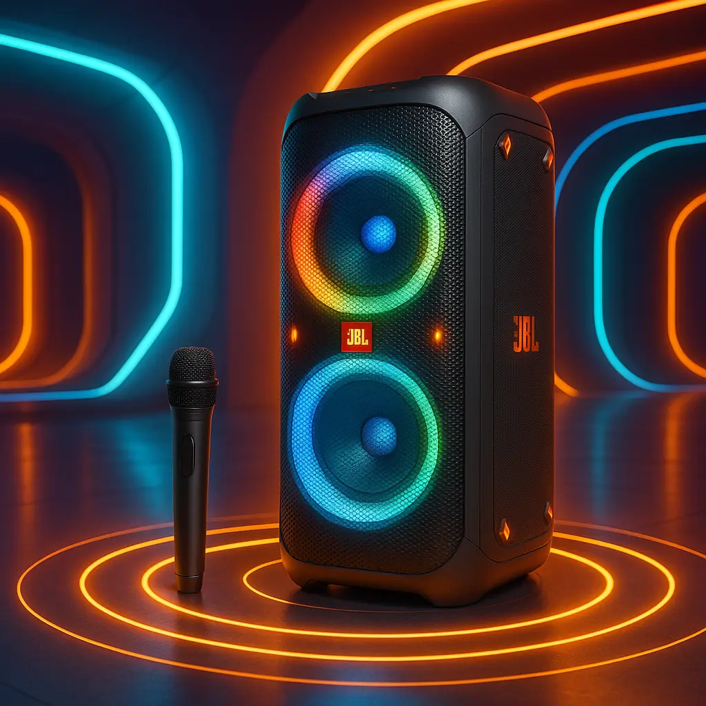 Top Cinco caixa de som JBL partybox com microfone