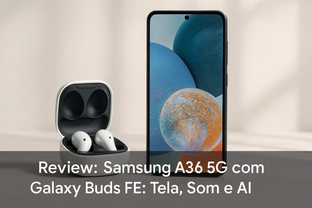 Samsung A36 5G com Galaxy Buds FE: Tela, Som e AI