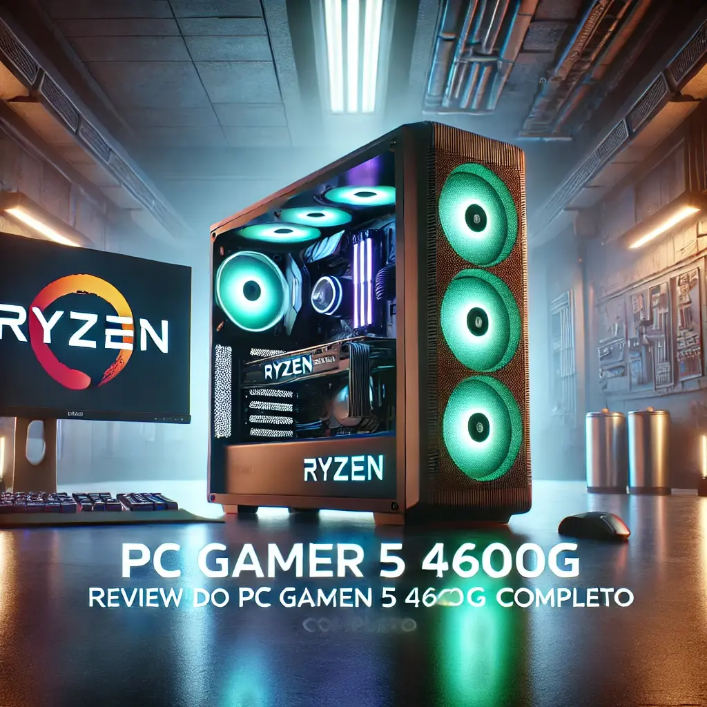 PC Gamer Ryzen 5 4600G Completo - 16GB RAM - 250GB SSD + 500GB HD - Kit Gamer Completo - Monitor