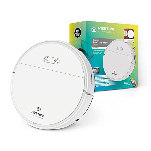 Smart Robô Aspirador Wi-Fi PRA100 Positivo Casa Inteligente, 3 em 1, Varre, Aspira e Passa Pano, Retorna para Base, Controle por Comando de voz ou pelo App, Bivolt – Compatível com Alexa