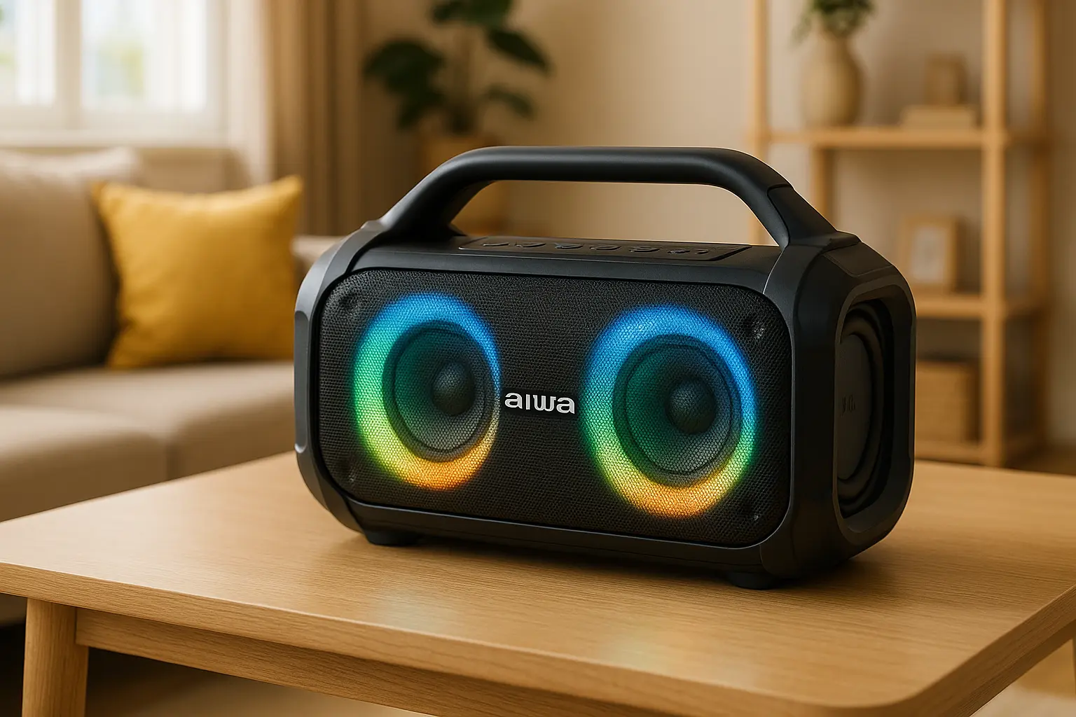 Caixa de Som Boombox AIWA Bluetooth IPX5 com Luzes: Potência e Estilo para Qualquer Festa