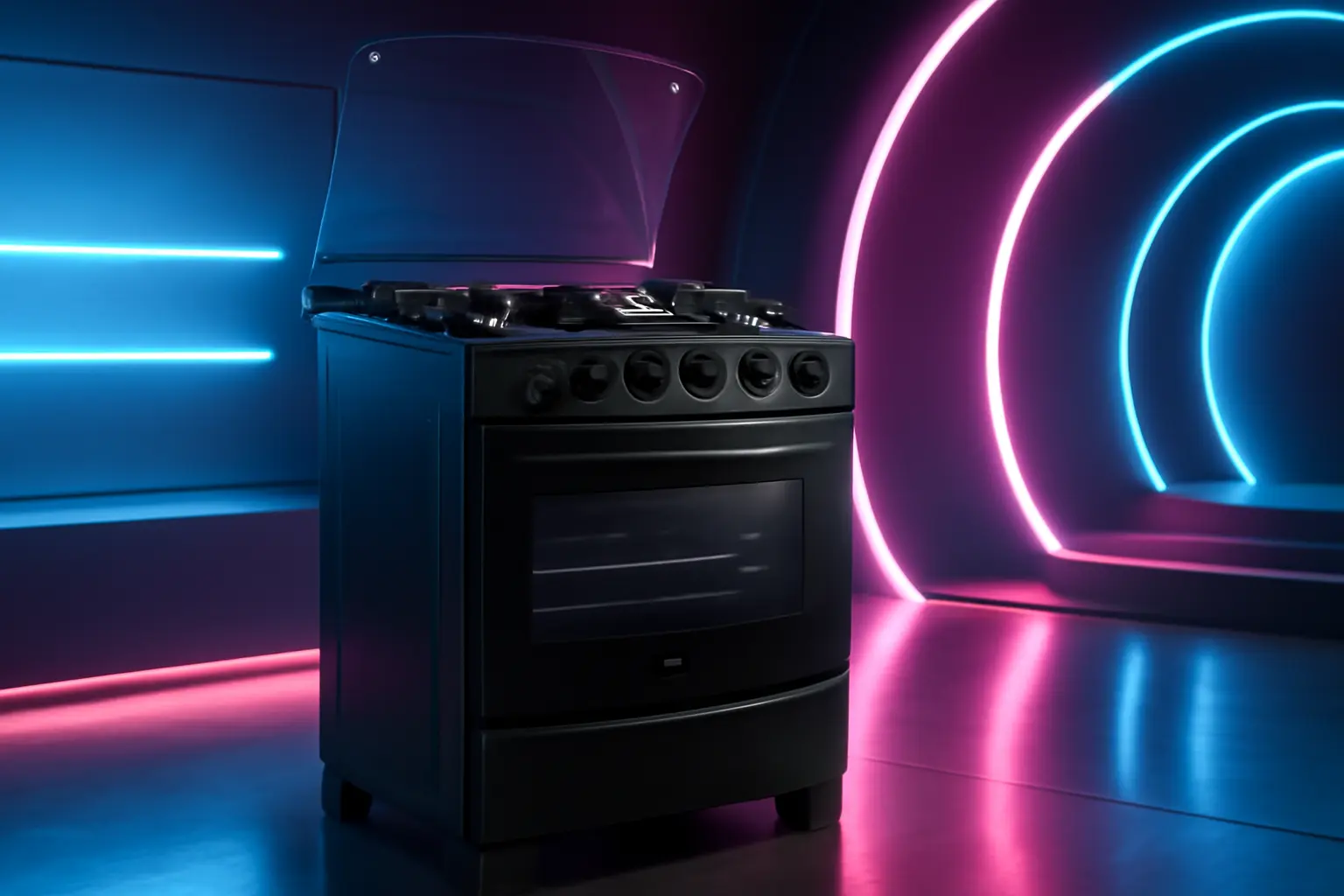 Fogão Atlas 5 Bocas Preto Mônaco Top Glass: Estilo e Potência para sua Cozinha