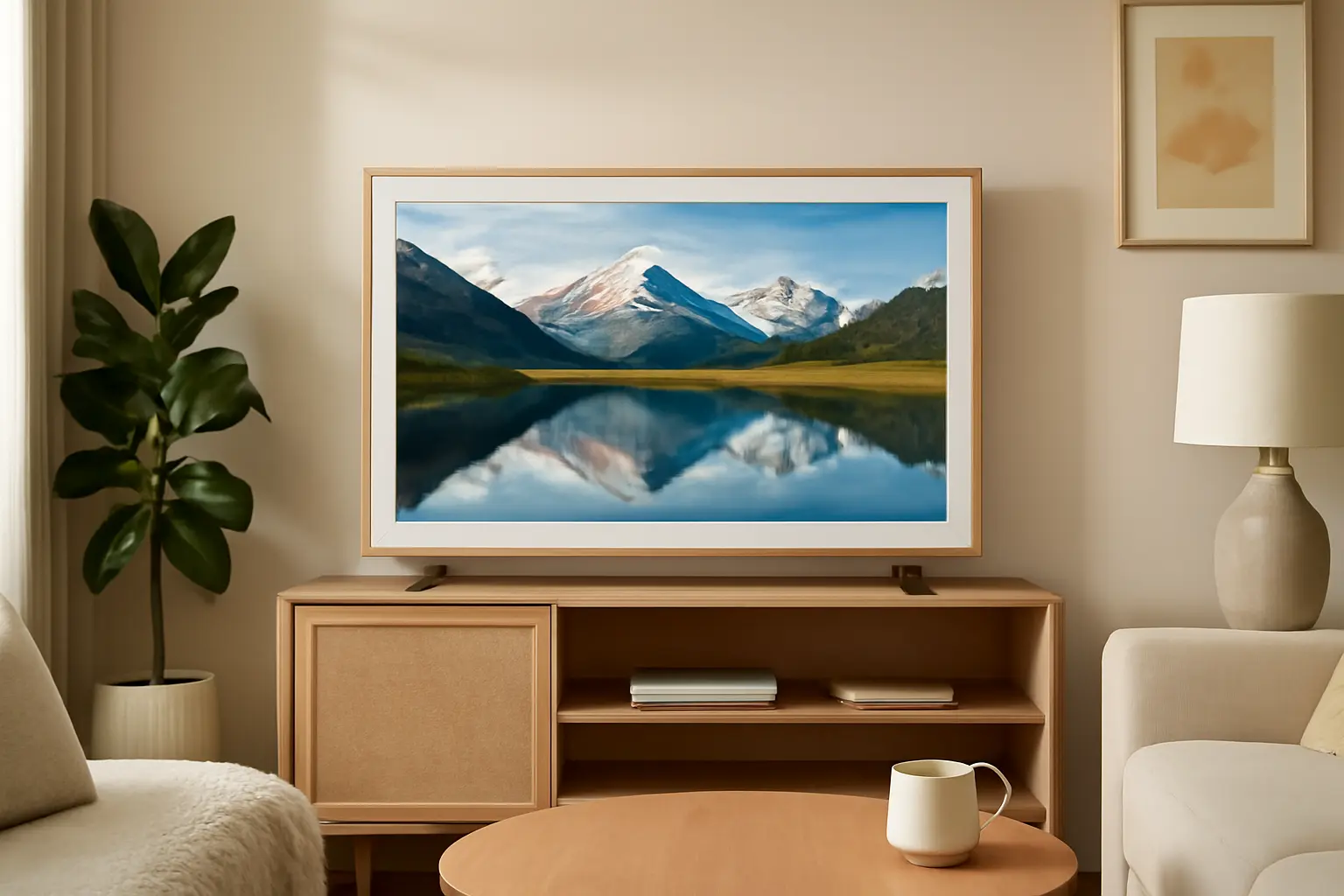 Moldura para Smart TV 55" The Frame 2021 Cor Bege Amadeirado