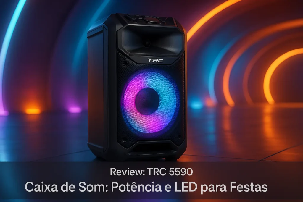 TRC 5590 Caixa de Som: Potência e LED para Festas