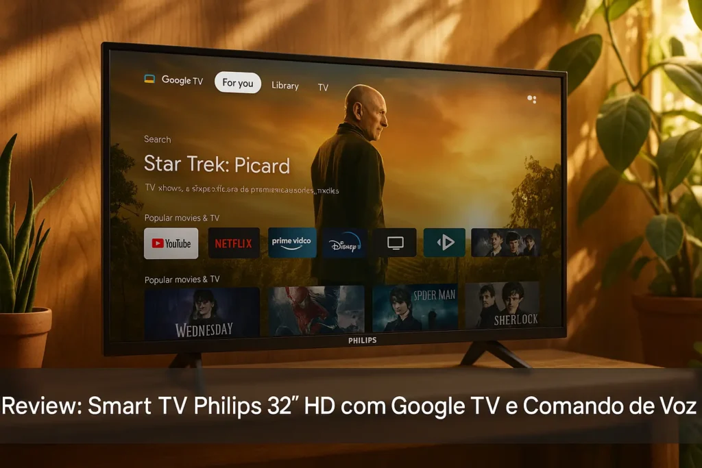 Smart TV Philips 32" HD com Google TV e Comando de Voz