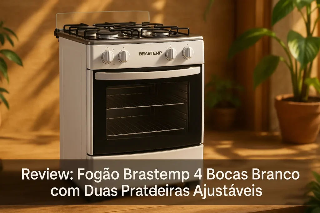 Fogão Brastemp 4 Bocas Branco com Duas Prateleiras Ajustáveis