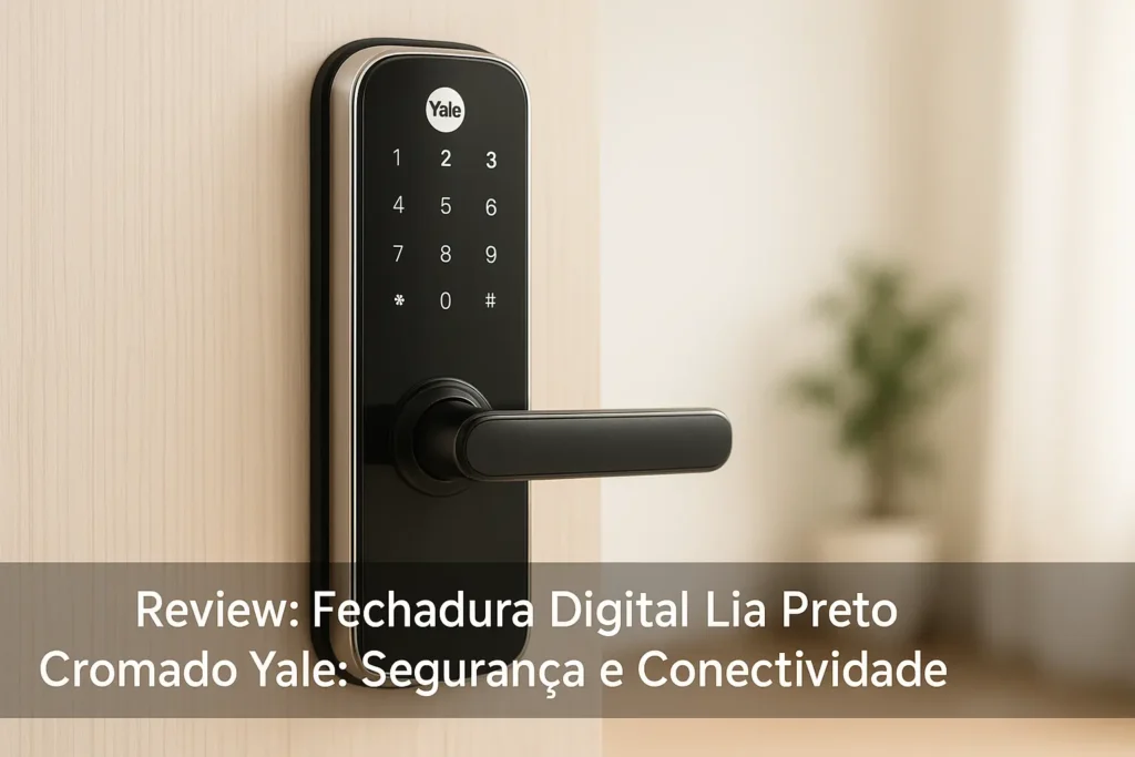 Fechadura Digital Lia Preto Cromado Yale: Segurança e Conectividade