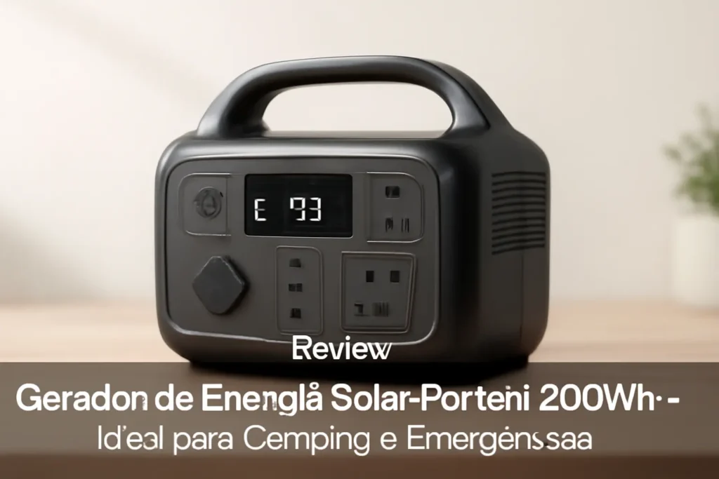 Gerador de Energia Solar Portátil 200Wh – Ideal para Camping e Emergências