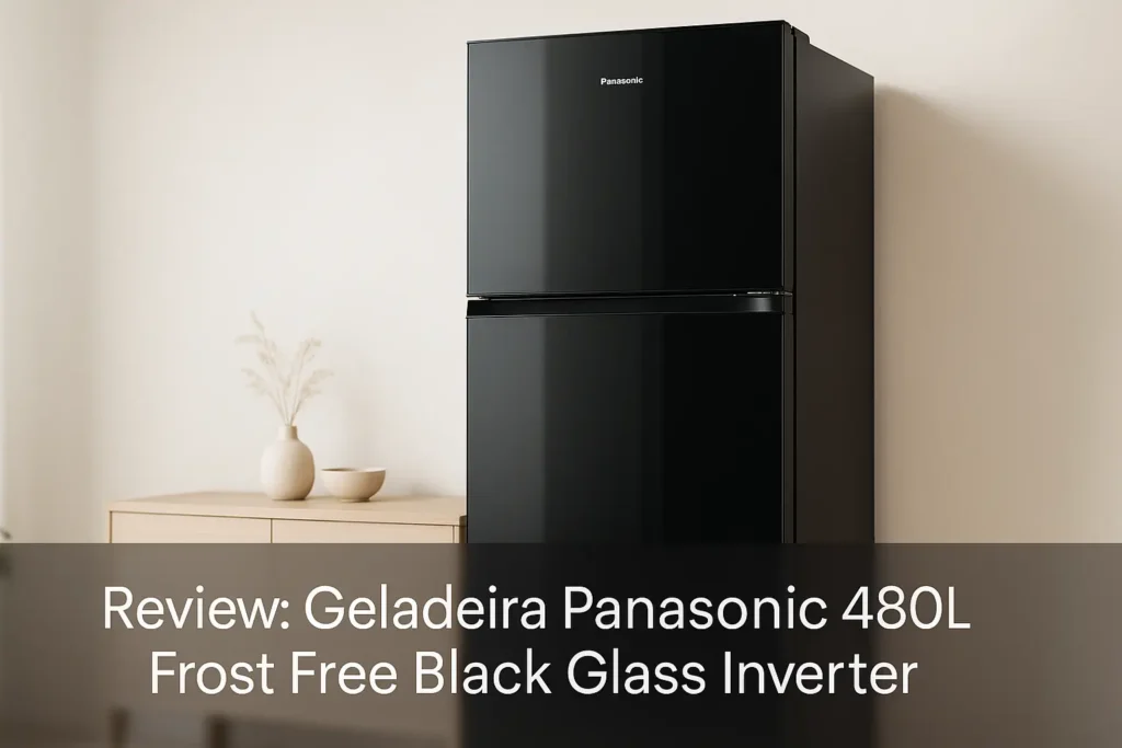 Geladeira Panasonic 480L Frost Free Black Glass Inverter