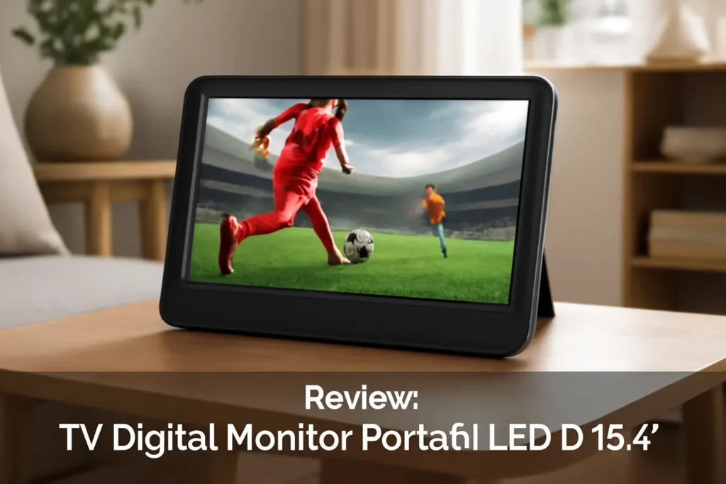 TV Digital Monitor Portátil LED HD 15,4" – Portabilidade Multifuncional para Filmes, Jogos e Viagens