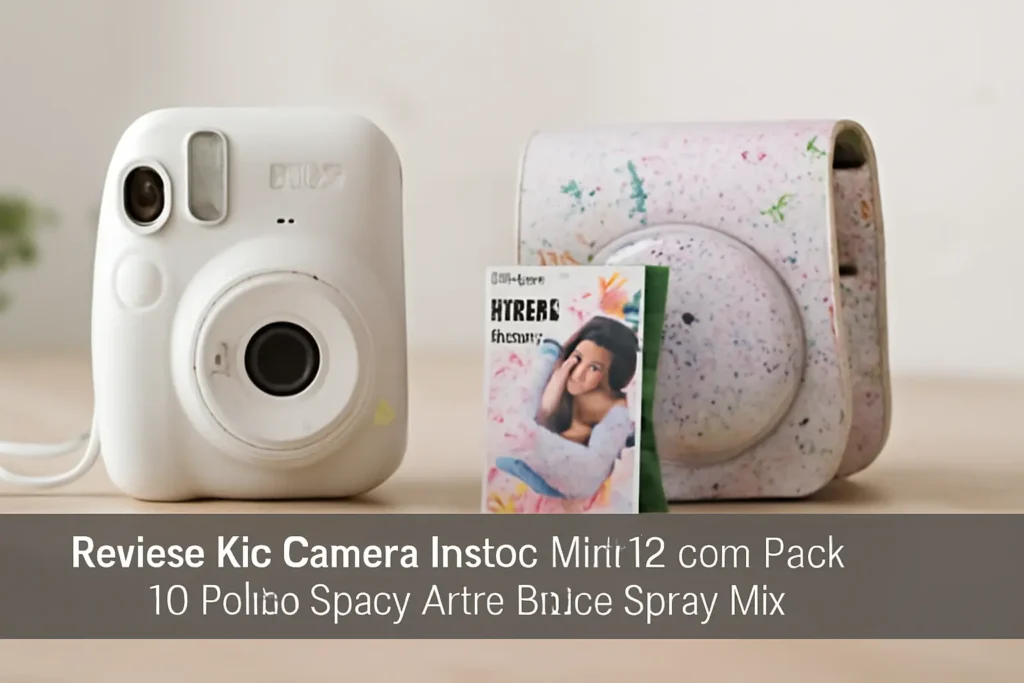 Kit Câmera Instax Mini 12 com Pack 10 Fotos Spray Art e Bolsa Spray Art