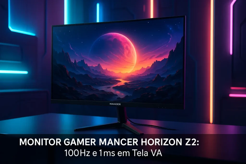 Monitor Gamer Mancer Horizon Z2: 100Hz e 1ms em Tela VA