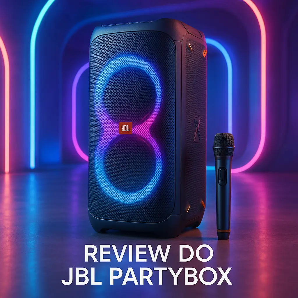 Top Cinco caixa de som JBL partybox com microfone