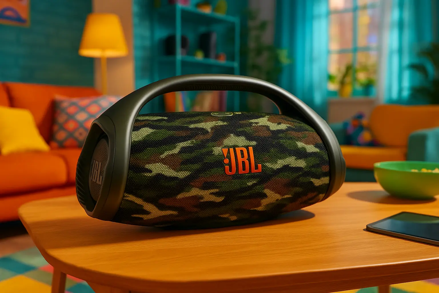 6 JBL Boombox 4 camuflada com desempenho turbinado