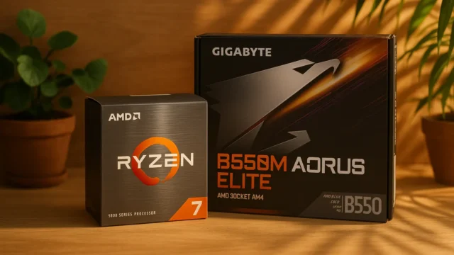 Kit Amd Ryzen 7 5700g + Placa Mãe Gigabyte B550M Aorus Elite barato e confiável para todos os bolsos