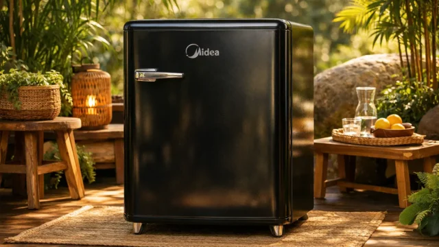 3 frigobares Midea prontos para viagem com bateria duradoura